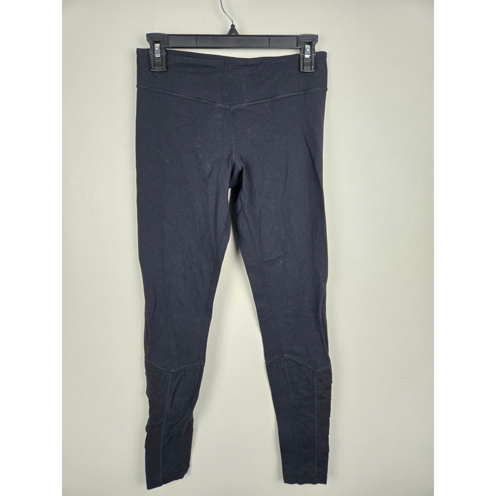 Lululemon Black High Rise Leggings Lattice Pleated Mesh Detail Size 6 Activewear